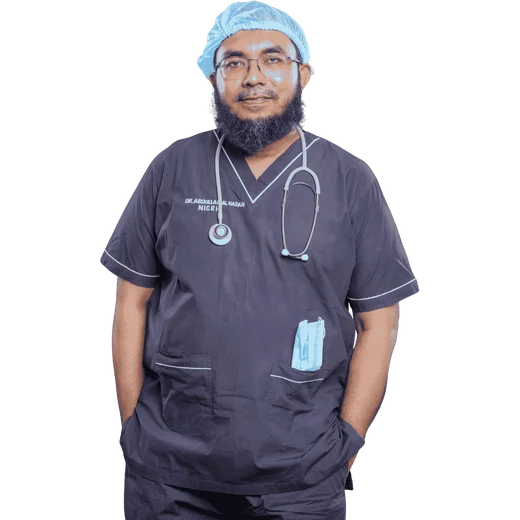 Dr. Khandaker ABM Abdullah Al Hasan in NICRH surgical scrubs